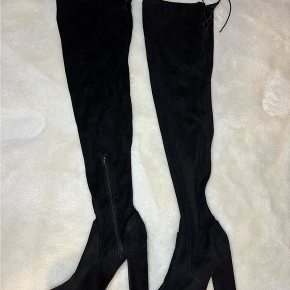 Black Suede Over-the-Knee Boots size 9 - Picture 3 of 6